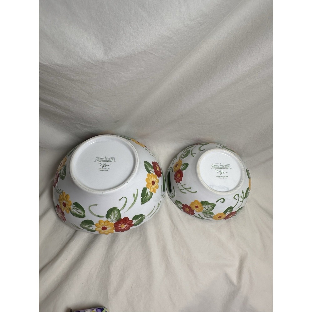 Temp-tations by Tara Floral Embroidery‎ Handled Nesting Serving Bowls Set of 2 - Picture 8 of 10